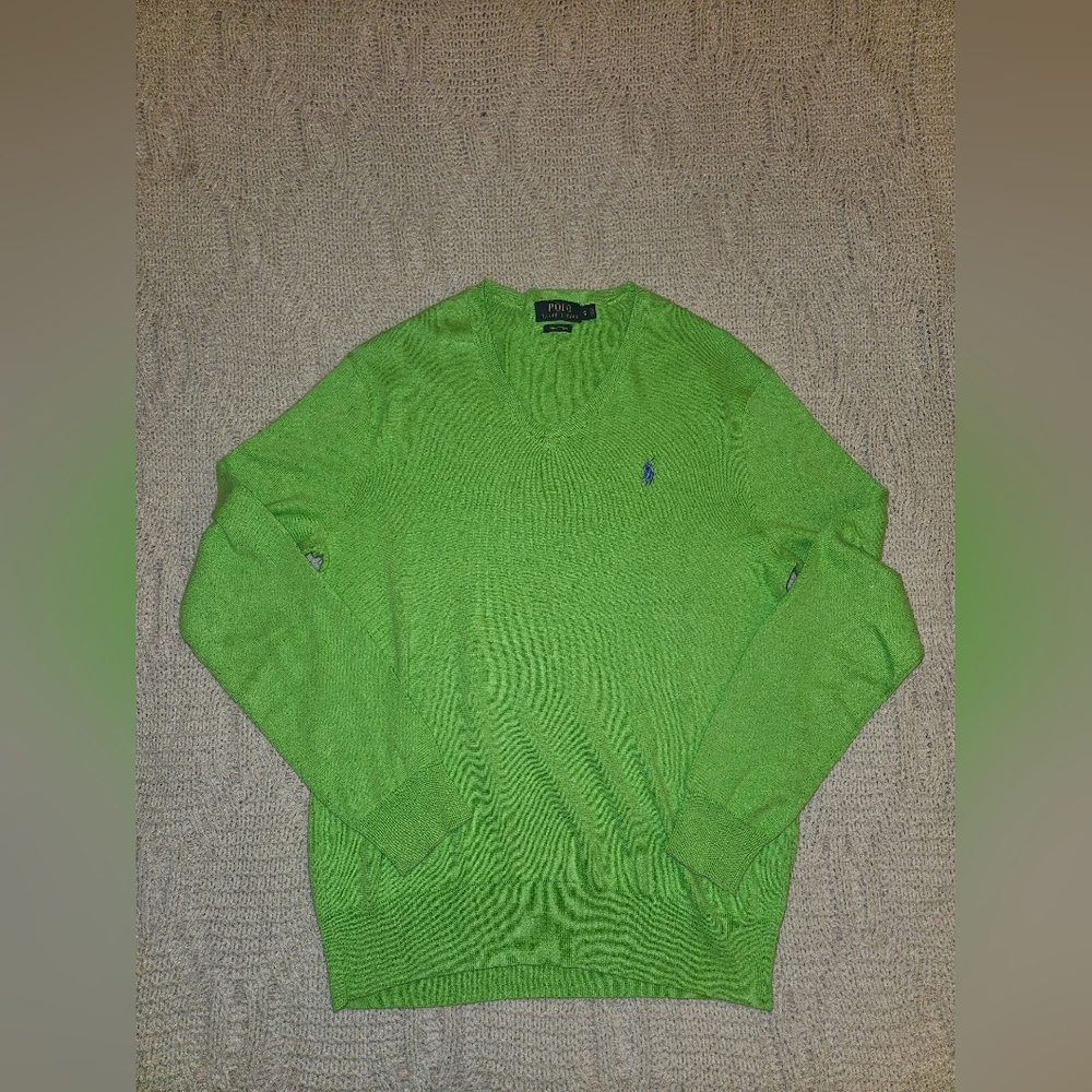 Ralph Lauren Men's Lime V-Neck Sweater